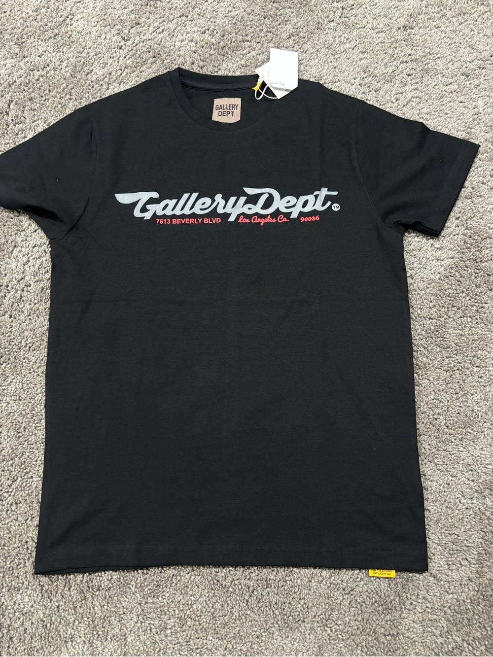 Gallery Dept Black Tee with White and Red Logo